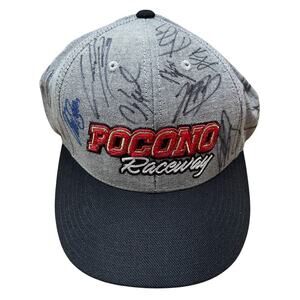 Pocono Raceway Multi Autographed Nascar Racing Trucker Snapback Hat Cap